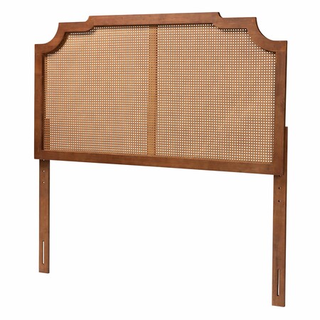 Baxton Studio Fortuna Classic and Traditional Ash Walnut Finished Wood Queen Size Headboard with Rattan 238-12662-ZORO